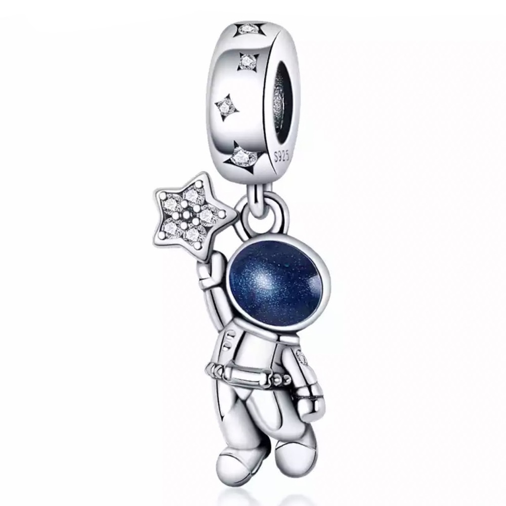 Astronaut Boy Charm, S925 Silver Stamped Dangle, fits Pandora Charms Bracelet